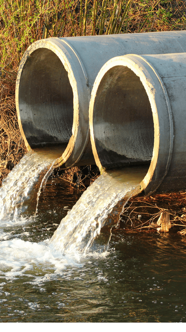 Drainage pipes with flowing water